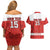 Custom Canada Ice Hockey Couples Matching Off Shoulder Short Dress and Hawaiian Shirt Beaver Mascot With Champions Trophy