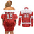 Custom Canada Ice Hockey Couples Matching Off Shoulder Short Dress and Long Sleeve Button Shirt Beaver Mascot With Champions Trophy