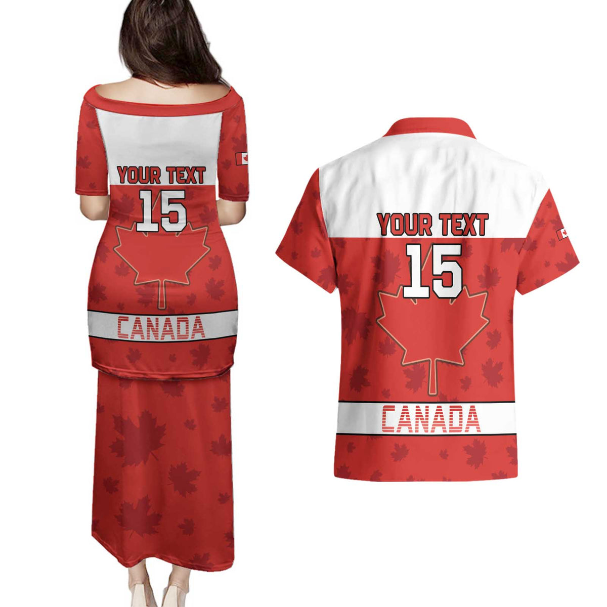 Custom Canada Ice Hockey Couples Matching Puletasi and Hawaiian Shirt Beaver Mascot With Champions Trophy