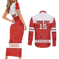 Custom Canada Ice Hockey Couples Matching Short Sleeve Bodycon Dress and Long Sleeve Button Shirt Beaver Mascot With Champions Trophy