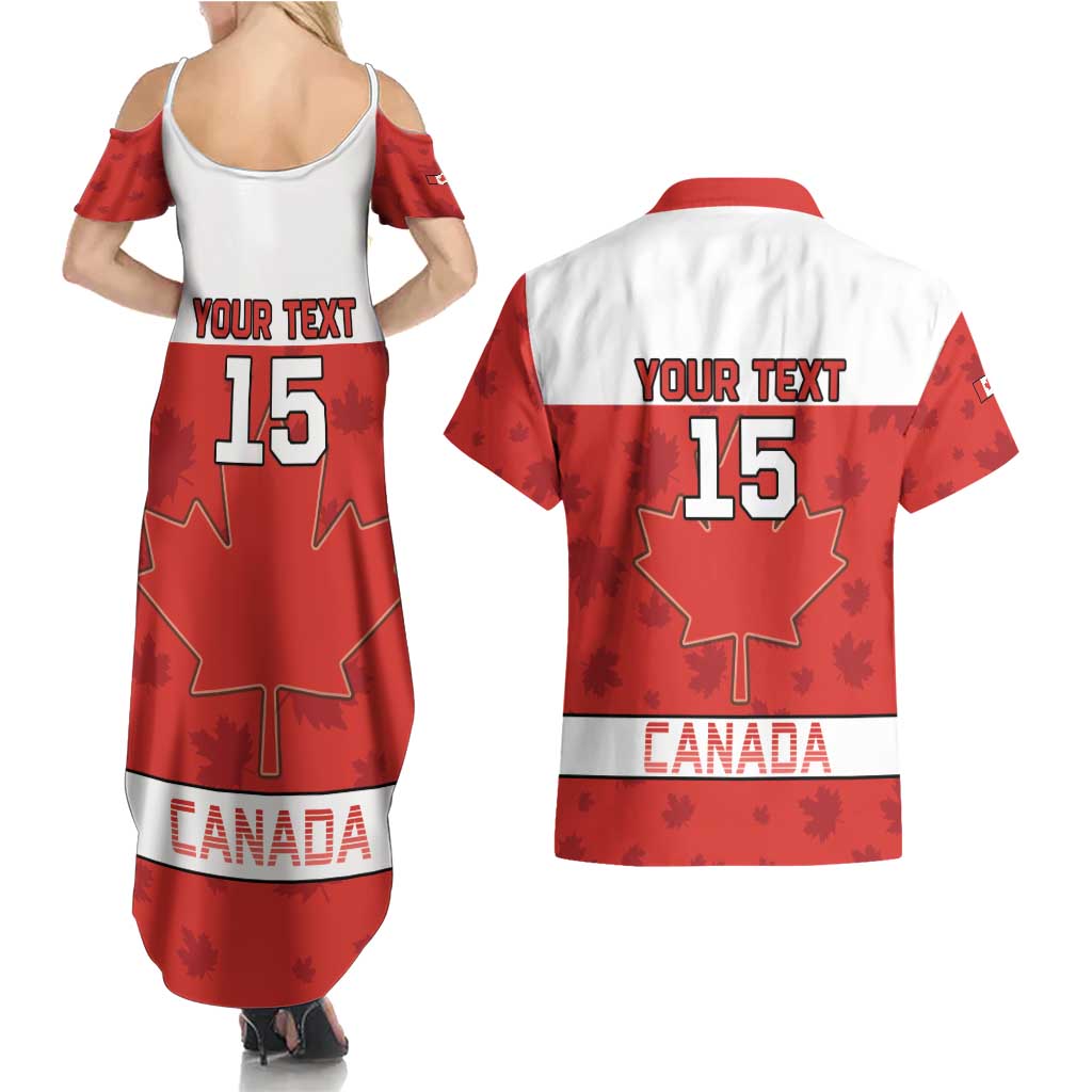 Custom Canada Ice Hockey Couples Matching Summer Maxi Dress and Hawaiian Shirt Beaver Mascot With Champions Trophy