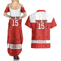Custom Canada Ice Hockey Couples Matching Summer Maxi Dress and Hawaiian Shirt Beaver Mascot With Champions Trophy