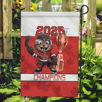 Canada Ice Hockey Garden Flag Beaver Mascot With Champions Trophy