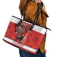 Canada Ice Hockey Leather Tote Bag Beaver Mascot With Champions Trophy