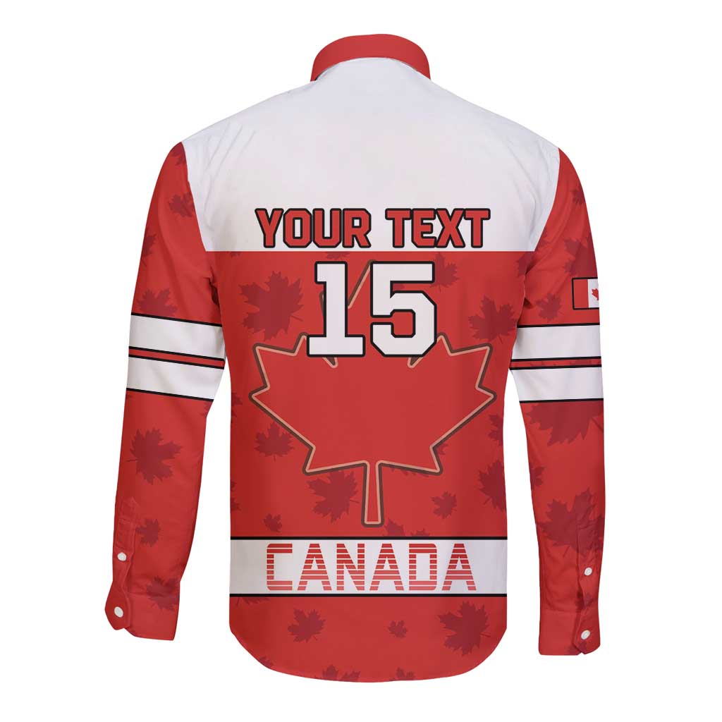 Custom Canada Ice Hockey Long Sleeve Button Shirt Beaver Mascot With Champions Trophy
