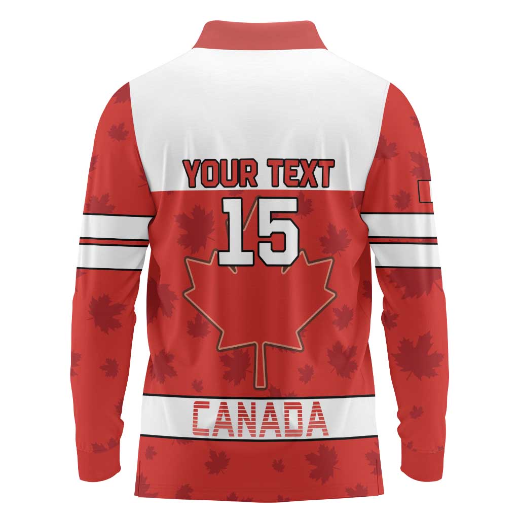 Custom Canada Ice Hockey Long Sleeve Polo Shirt Beaver Mascot With Champions Trophy