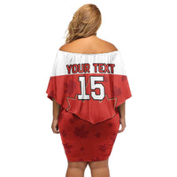 Custom Canada Ice Hockey Off Shoulder Short Dress Beaver Mascot With Champions Trophy