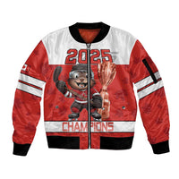 Custom Canada Ice Hockey Sleeve Zip Bomber Jacket Beaver Mascot With Champions Trophy