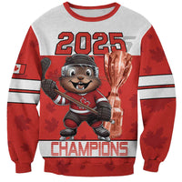 Custom Canada Ice Hockey Sweatshirt Beaver Mascot With Champions Trophy