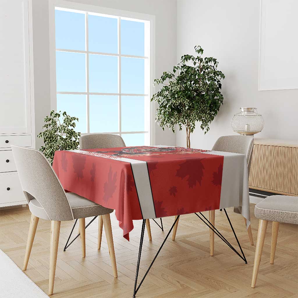 Canada Ice Hockey Tablecloth Beaver Mascot With Champions Trophy