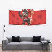 Canada Ice Hockey Tapestry Beaver Mascot With Champions Trophy
