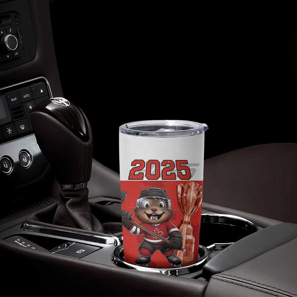 Custom Canada Ice Hockey Tumbler Cup Beaver Mascot With Champions Trophy