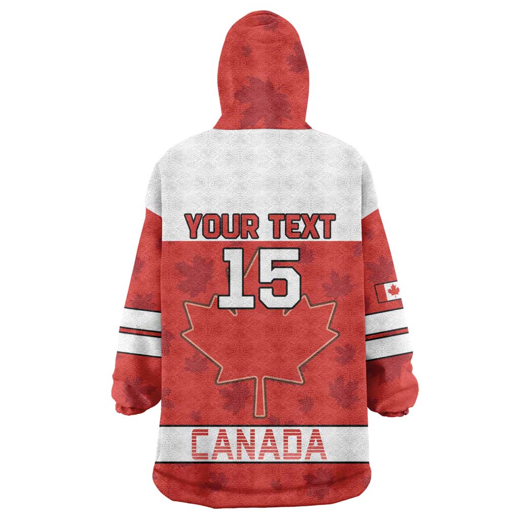 Custom Canada Ice Hockey Wearable Blanket Hoodie Beaver Mascot With Champions Trophy