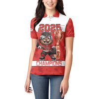 Custom Canada Ice Hockey Women Polo Shirt Beaver Mascot With Champions Trophy