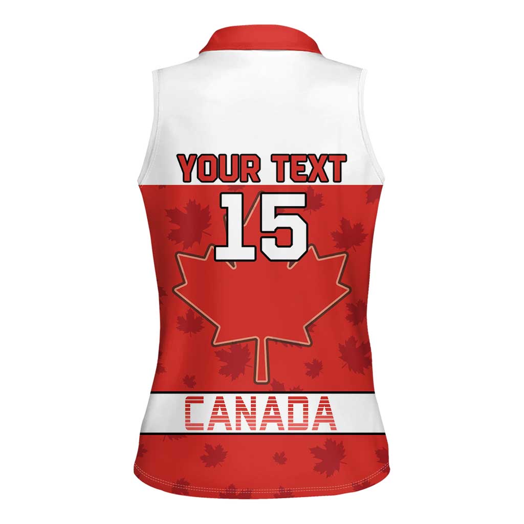 Custom Canada Ice Hockey Women Sleeveless Polo Shirt Beaver Mascot With Champions Trophy