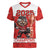 Custom Canada Ice Hockey Women V-Neck T-Shirt Beaver Mascot With Champions Trophy