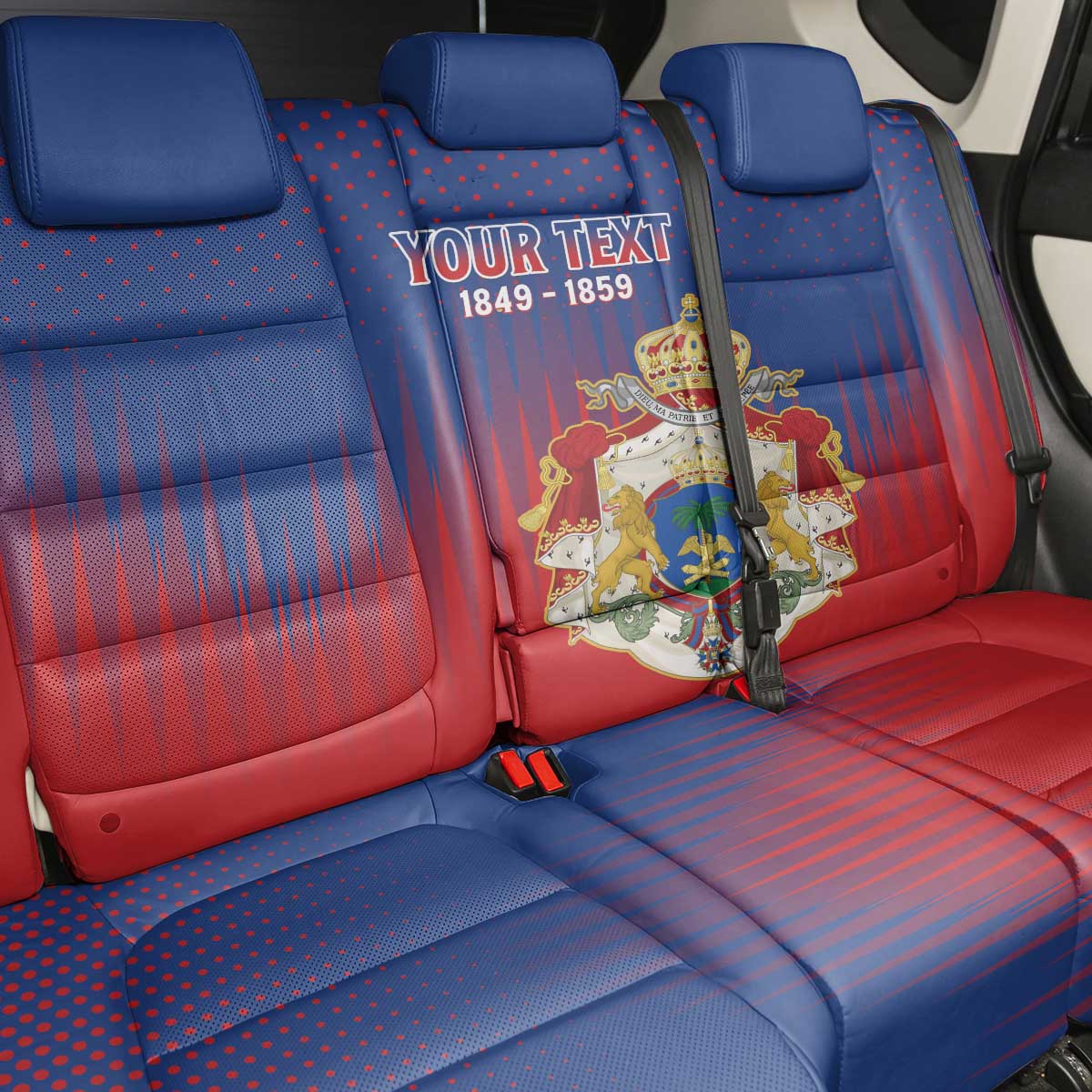 Personalized Second Empire of Haiti 1849-1859 Back Car Seat Cover Imperial Coat Of Arms Flag Style