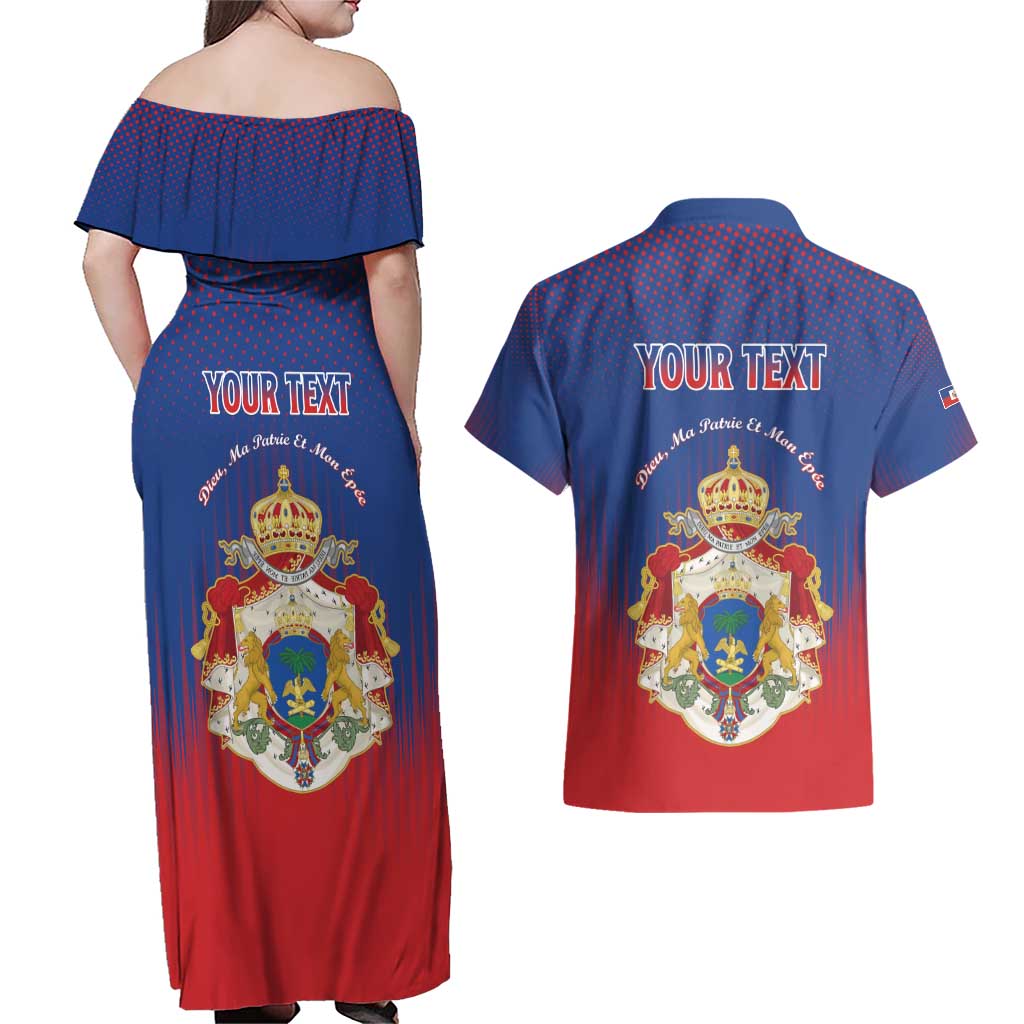 Personalized Second Empire of Haiti 1849-1859 Couples Matching Off Shoulder Maxi Dress and Hawaiian Shirt Imperial Coat Of Arms Flag Style