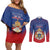 Personalized Second Empire of Haiti 1849-1859 Couples Matching Off Shoulder Short Dress and Long Sleeve Button Shirt Imperial Coat Of Arms Flag Style