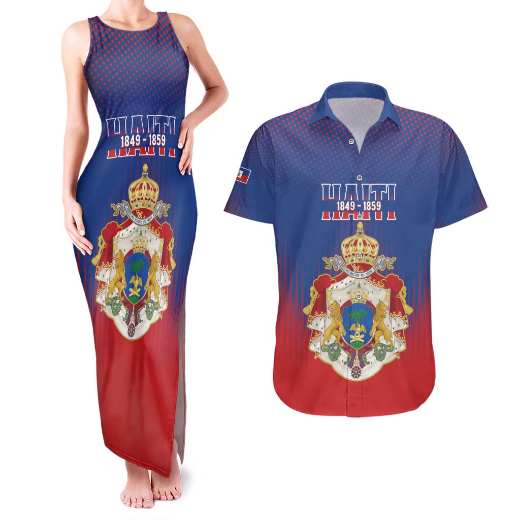Personalized Second Empire of Haiti 1849-1859 Couples Matching Tank Maxi Dress and Hawaiian Shirt Imperial Coat Of Arms Flag Style