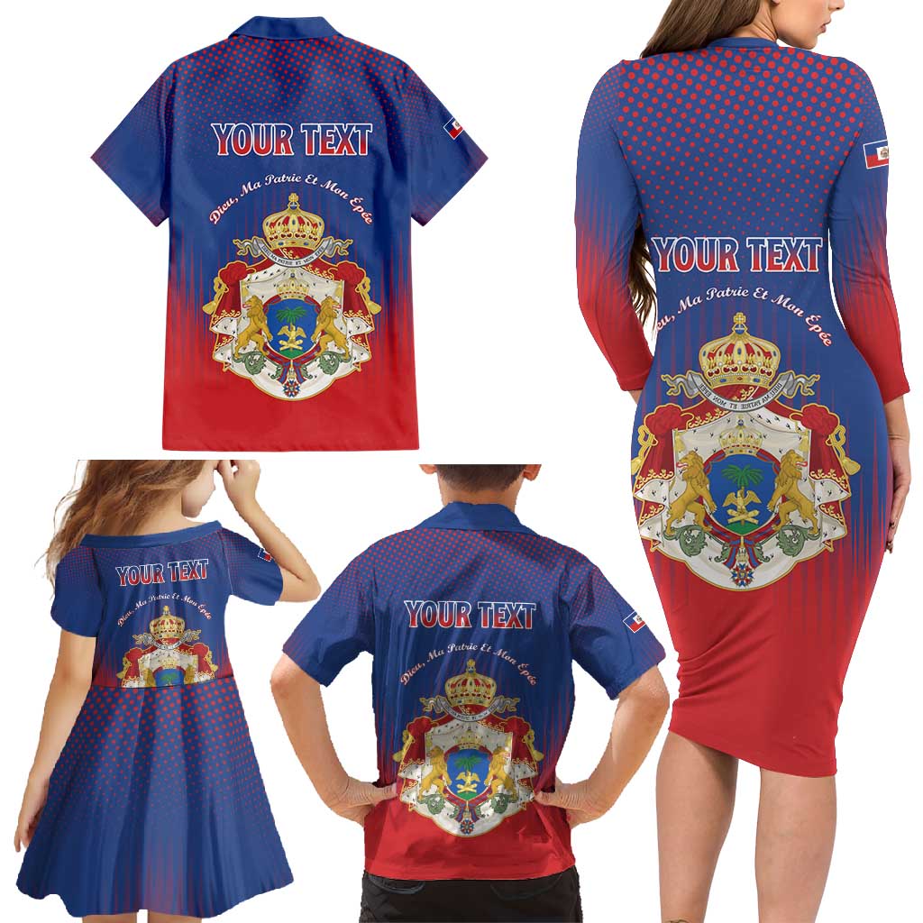 Personalized Second Empire of Haiti 1849-1859 Family Matching Long Sleeve Bodycon Dress and Hawaiian Shirt Imperial Coat Of Arms Flag Style