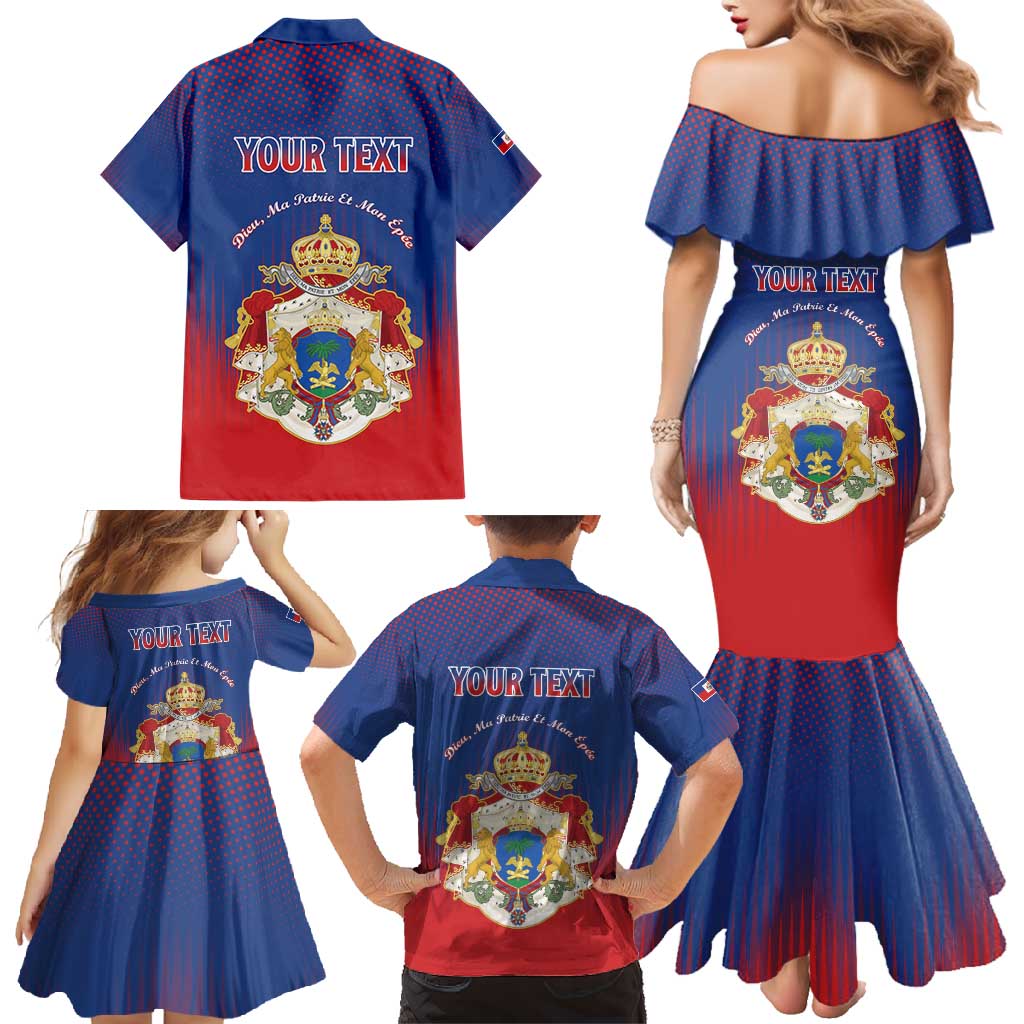Personalized Second Empire of Haiti 1849-1859 Family Matching Mermaid Dress and Hawaiian Shirt Imperial Coat Of Arms Flag Style