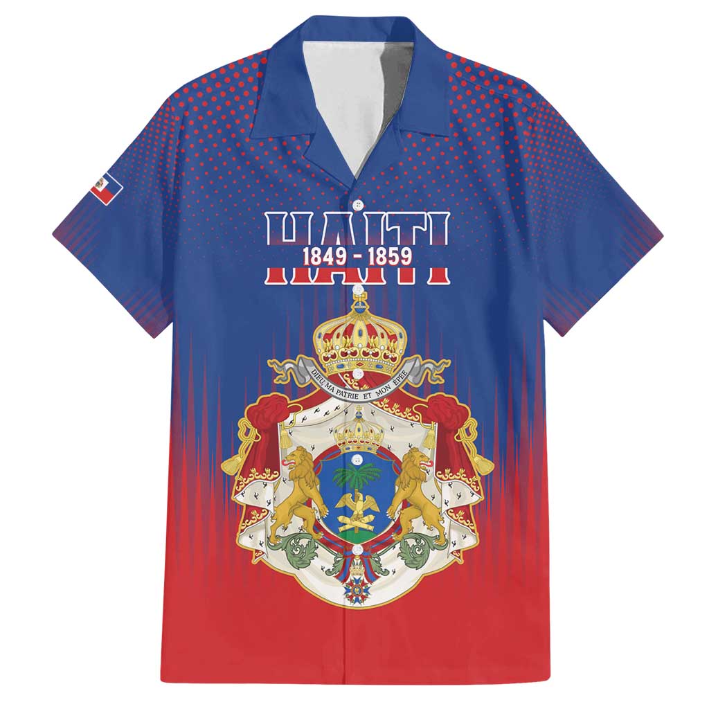 Personalized Second Empire of Haiti 1849-1859 Family Matching Off Shoulder Maxi Dress and Hawaiian Shirt Imperial Coat Of Arms Flag Style