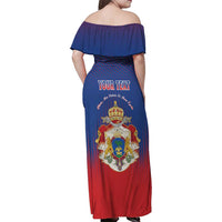 Personalized Second Empire of Haiti 1849-1859 Family Matching Off Shoulder Maxi Dress and Hawaiian Shirt Imperial Coat Of Arms Flag Style