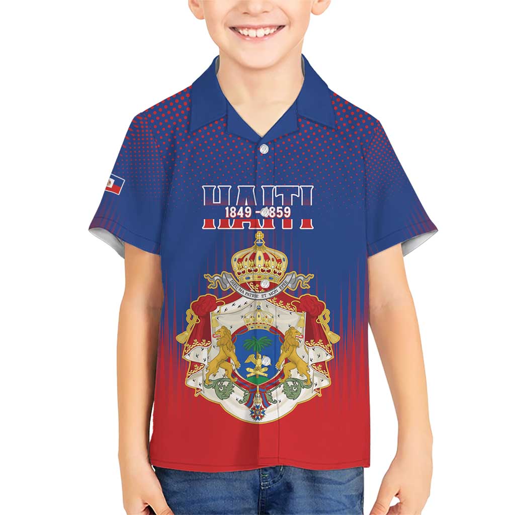 Personalized Second Empire of Haiti 1849-1859 Family Matching Short Sleeve Bodycon Dress and Hawaiian Shirt Imperial Coat Of Arms Flag Style