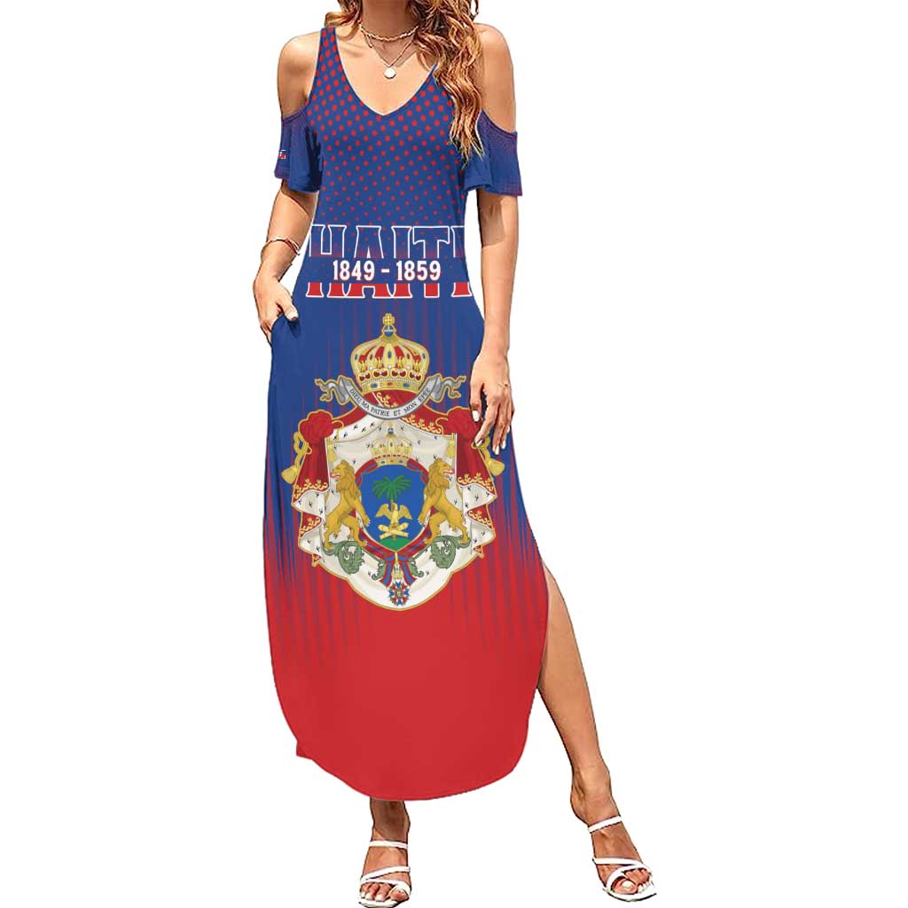 Personalized Second Empire of Haiti 1849-1859 Family Matching Summer Maxi Dress and Hawaiian Shirt Imperial Coat Of Arms Flag Style