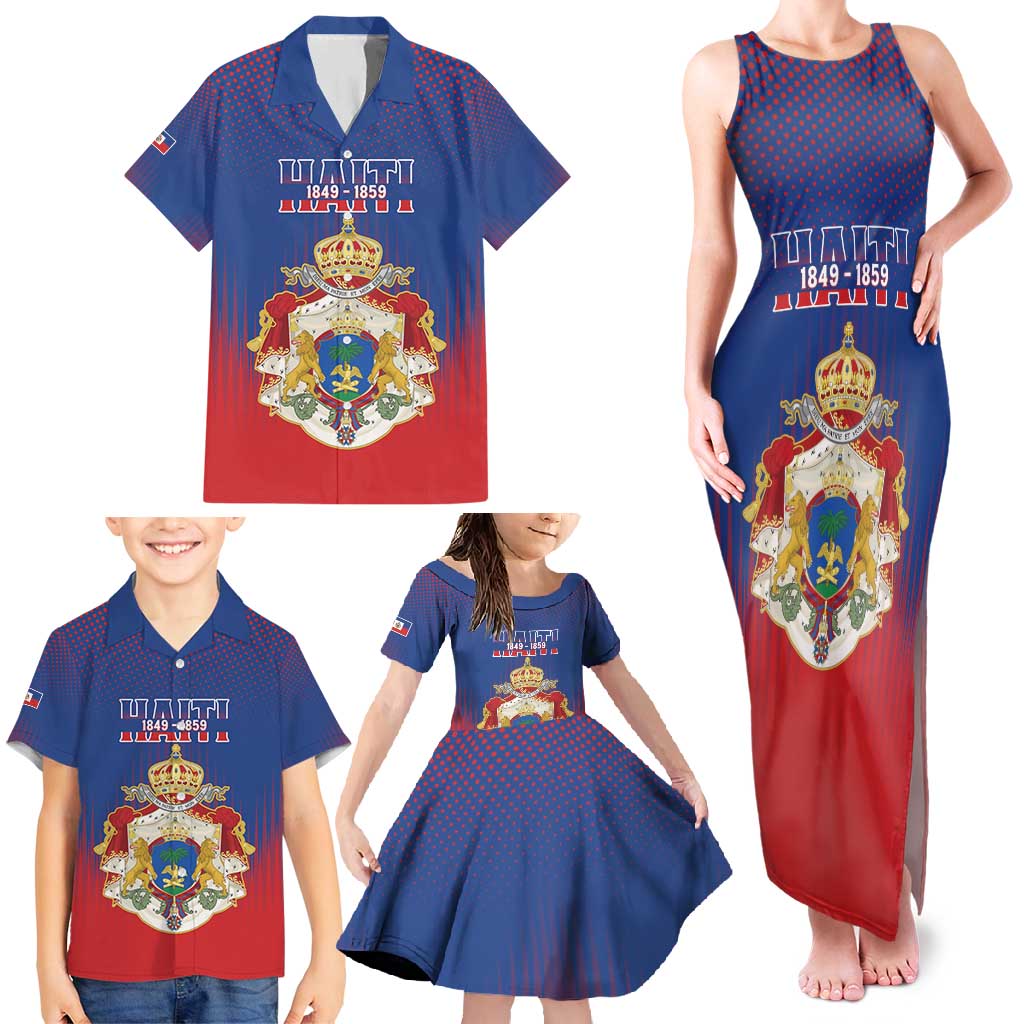 Personalized Second Empire of Haiti 1849-1859 Family Matching Tank Maxi Dress and Hawaiian Shirt Imperial Coat Of Arms Flag Style