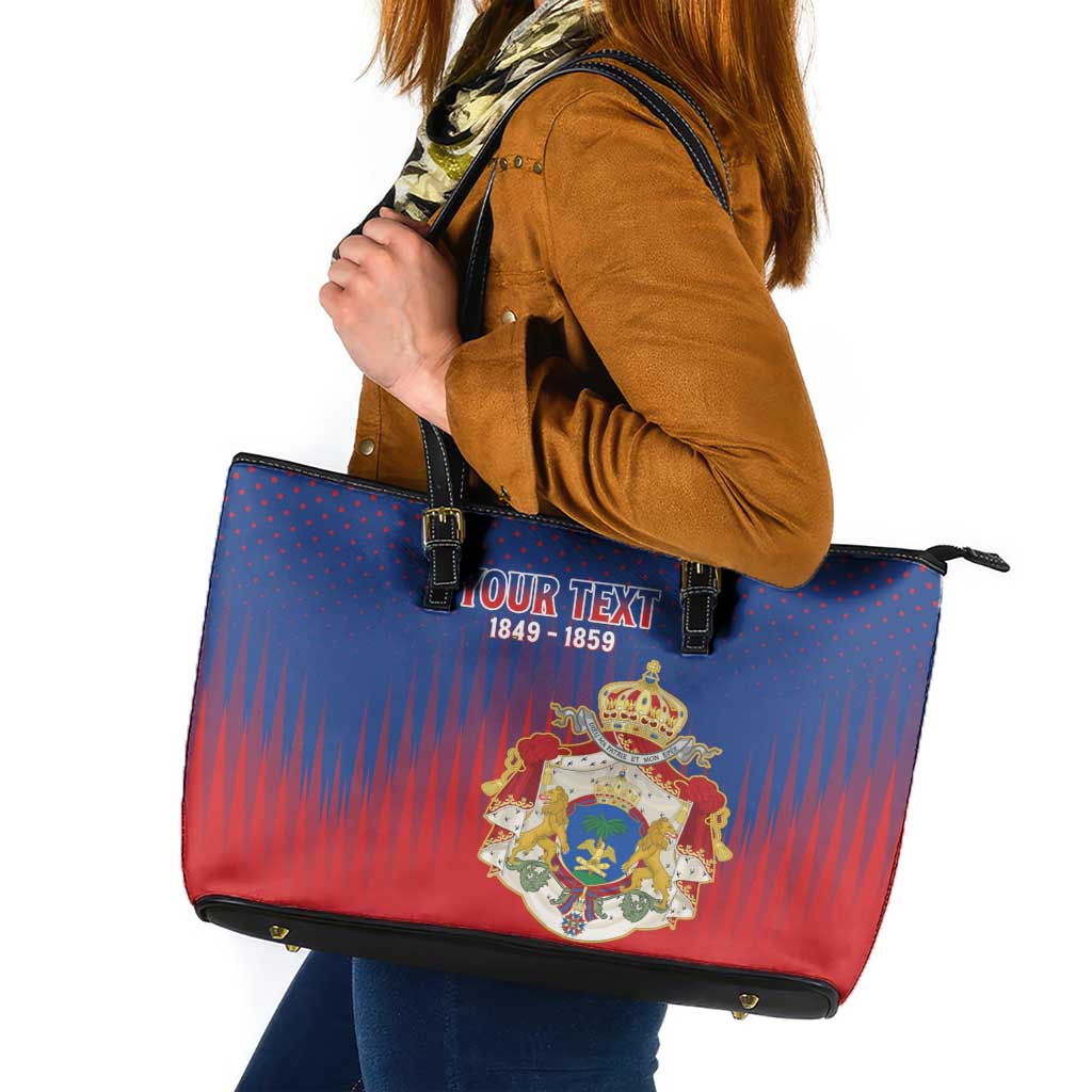 Personalized Second Empire of Haiti 1849-1859 Leather Tote Bag Imperial Coat Of Arms Flag Style