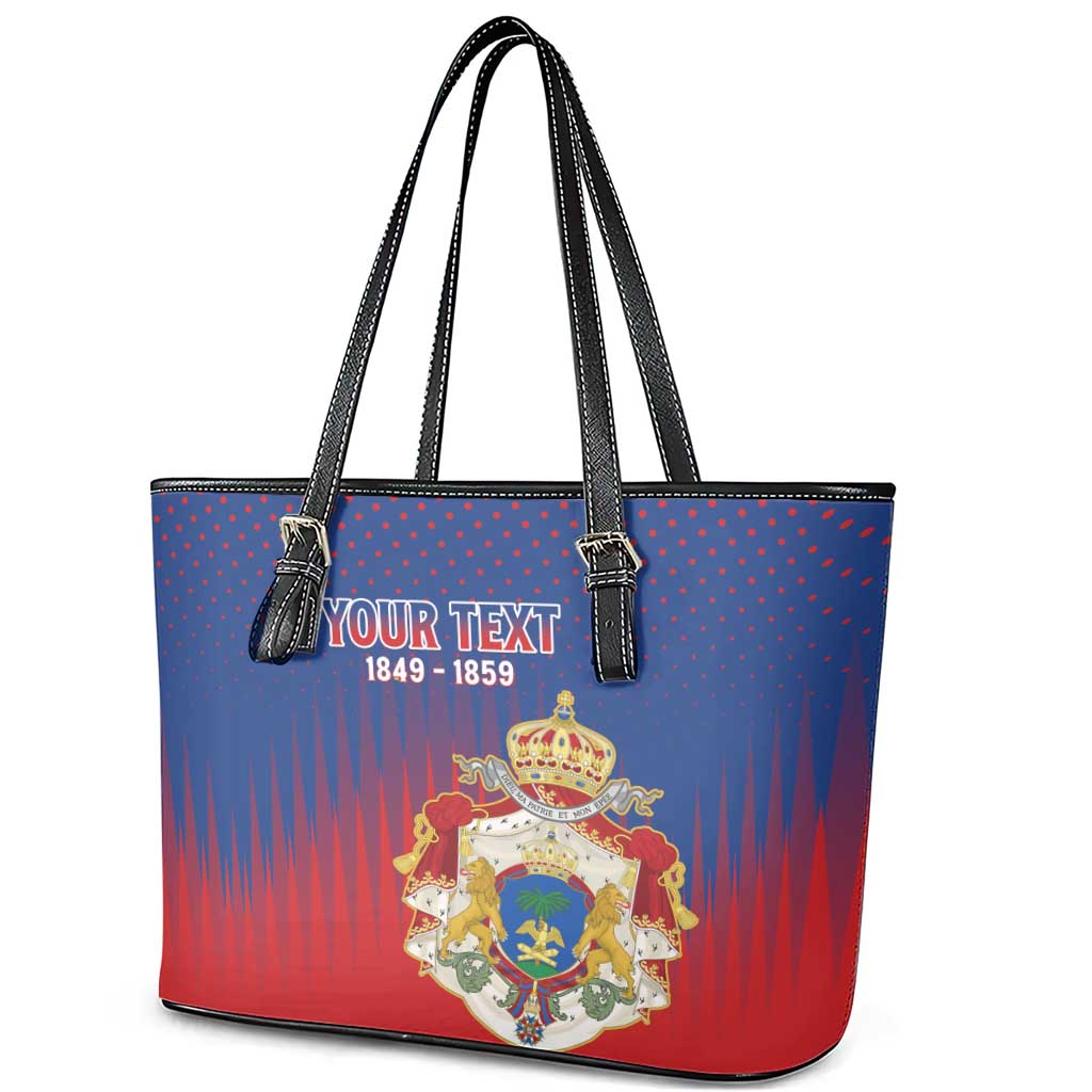 Personalized Second Empire of Haiti 1849-1859 Leather Tote Bag Imperial Coat Of Arms Flag Style