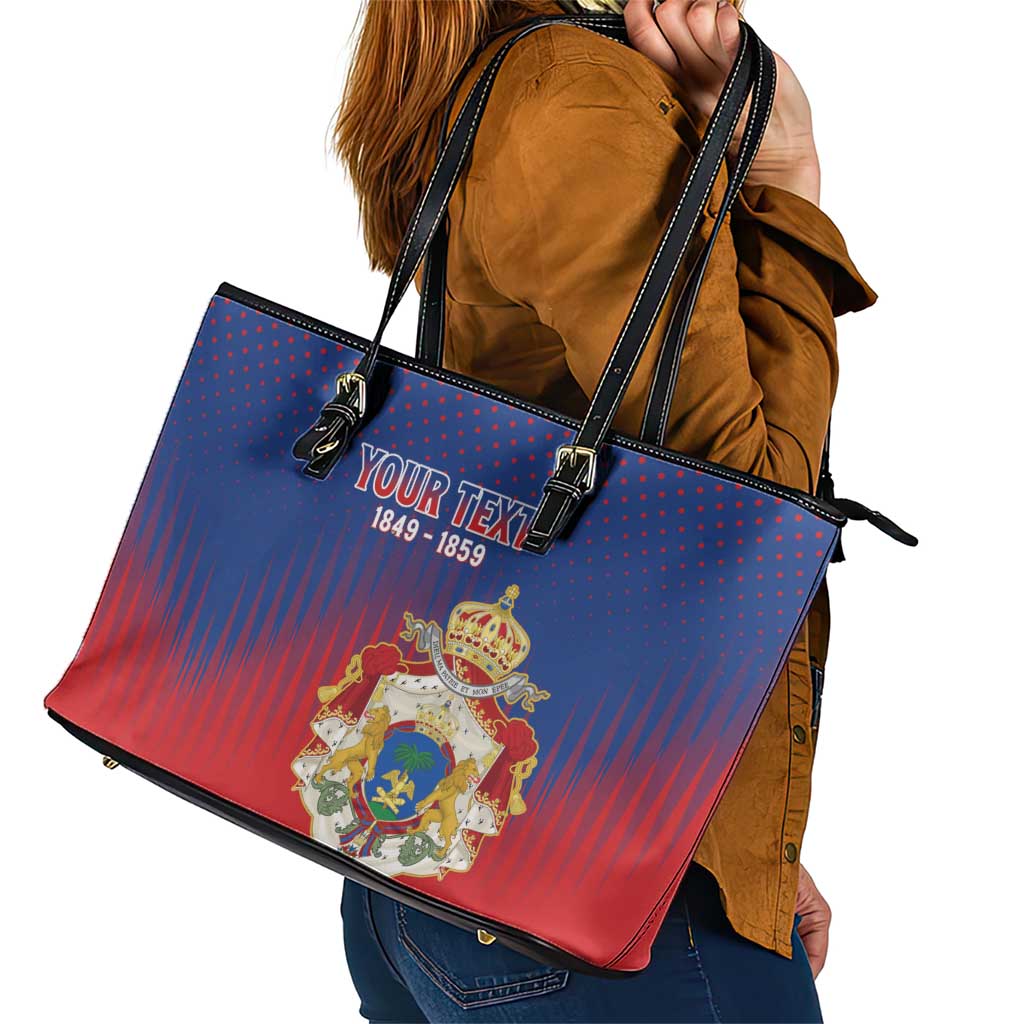 Personalized Second Empire of Haiti 1849-1859 Leather Tote Bag Imperial Coat Of Arms Flag Style
