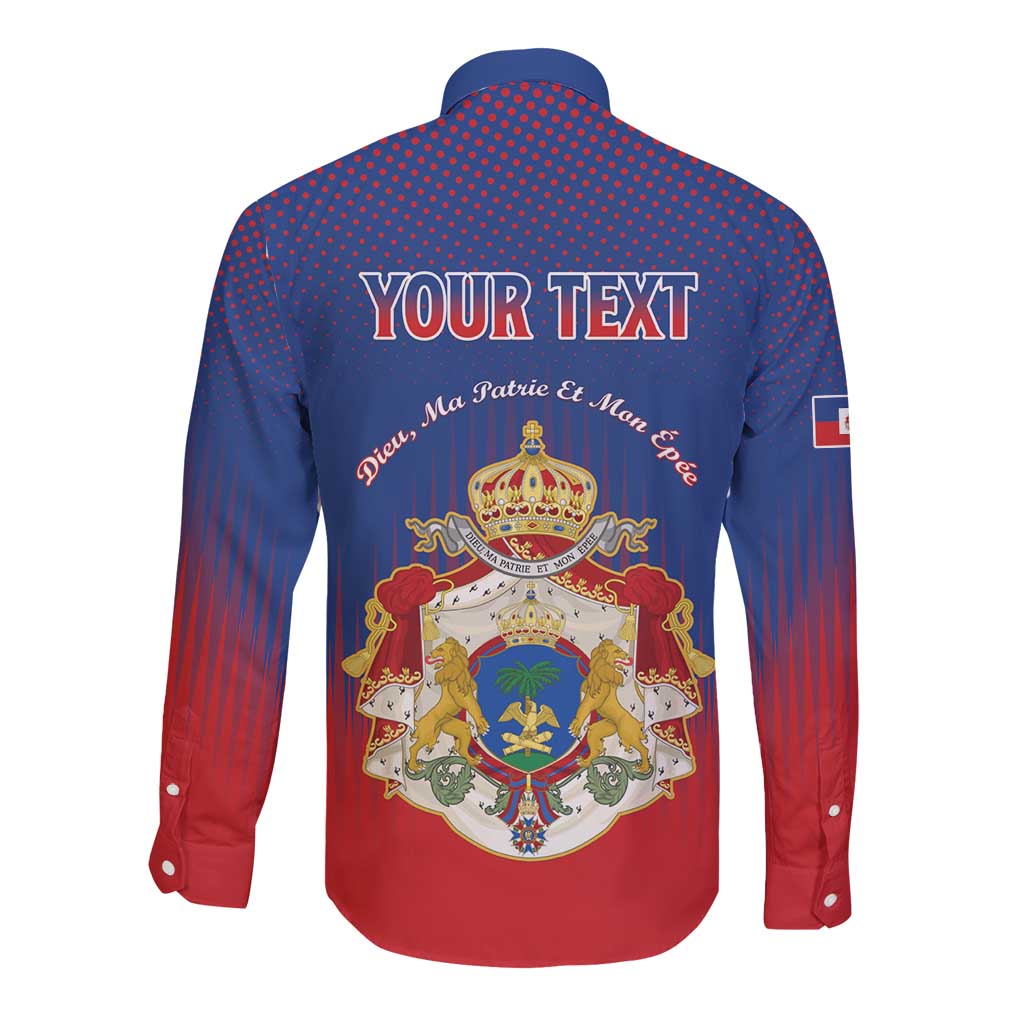 Personalized Second Empire of Haiti 1849-1859 Long Sleeve Button Shirt Imperial Coat Of Arms Flag Style