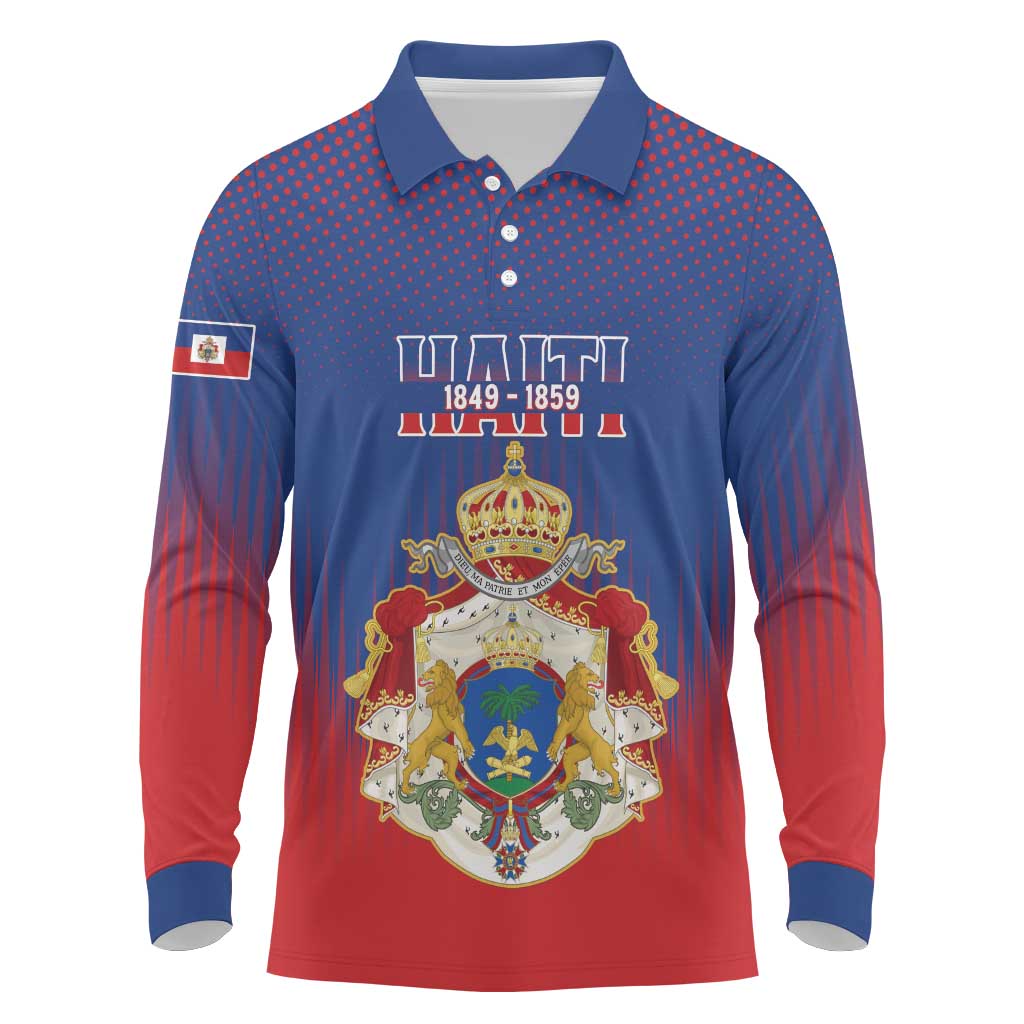 Personalized Second Empire of Haiti 1849-1859 Long Sleeve Polo Shirt Imperial Coat Of Arms Flag Style