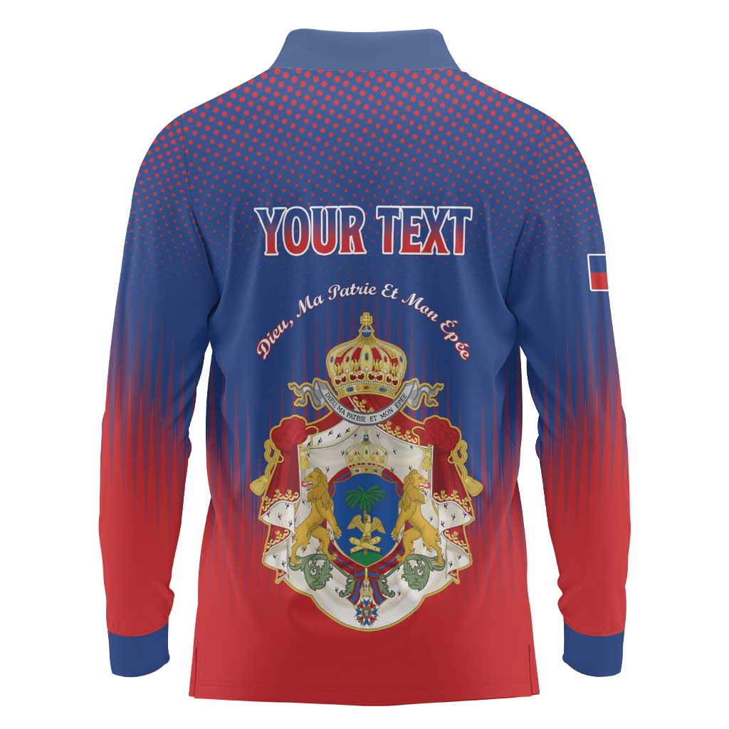 Personalized Second Empire of Haiti 1849-1859 Long Sleeve Polo Shirt Imperial Coat Of Arms Flag Style