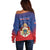 Personalized Second Empire of Haiti 1849-1859 Off Shoulder Sweater Imperial Coat Of Arms Flag Style