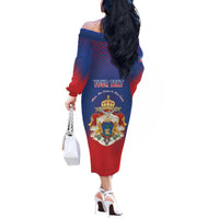 Personalized Second Empire of Haiti 1849-1859 Off The Shoulder Long Sleeve Dress Imperial Coat Of Arms Flag Style