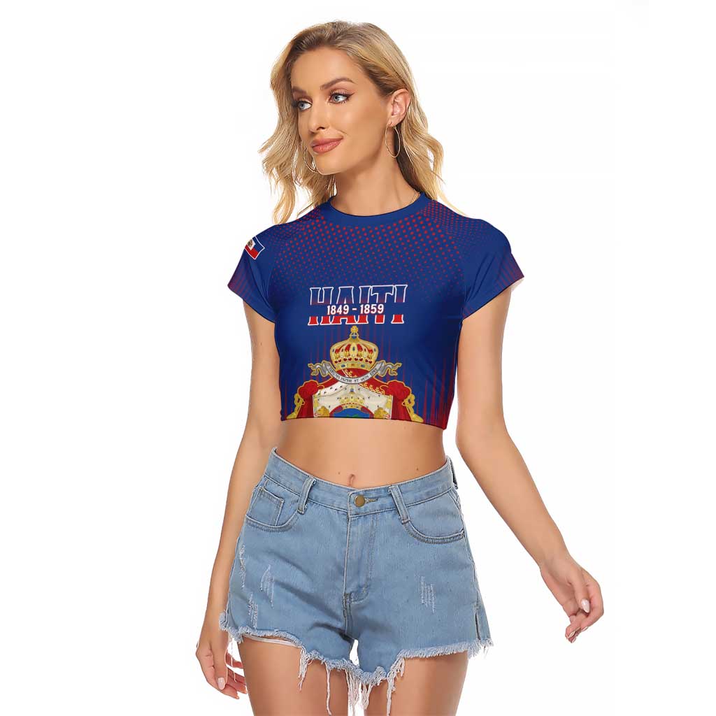 Personalized Second Empire of Haiti 1849-1859 Raglan Cropped T Shirt Imperial Coat Of Arms Flag Style