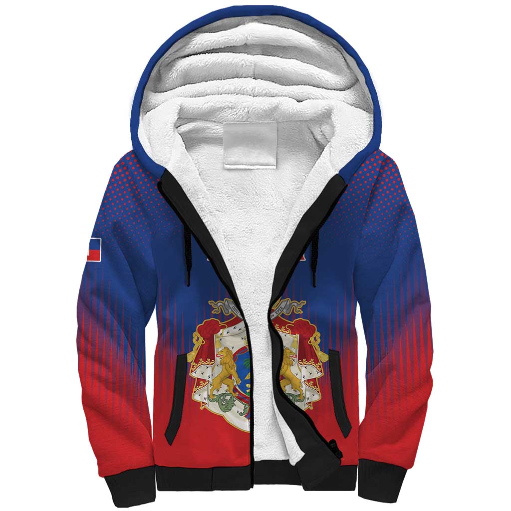 Personalized Second Empire of Haiti 1849-1859 Sherpa Hoodie Imperial Coat Of Arms Flag Style