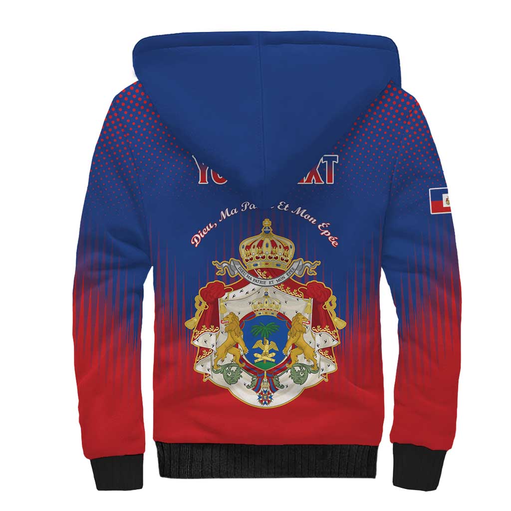 Personalized Second Empire of Haiti 1849-1859 Sherpa Hoodie Imperial Coat Of Arms Flag Style