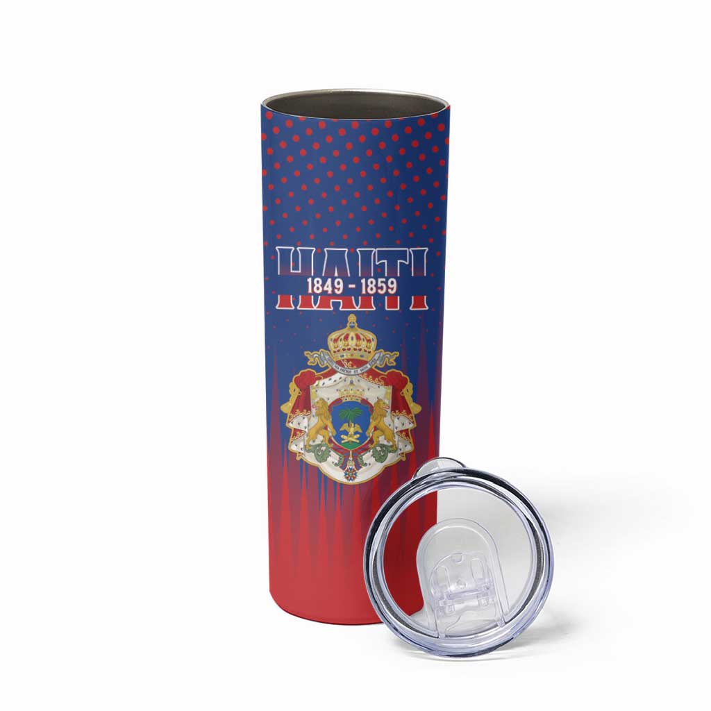 Personalized Second Empire of Haiti 1849-1859 Skinny Tumbler Imperial Coat Of Arms Flag Style