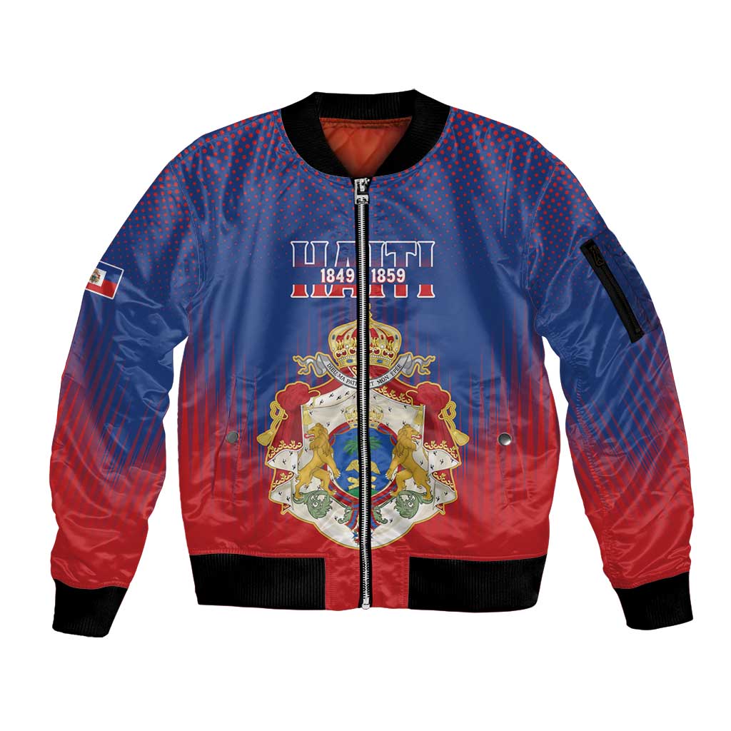 Personalized Second Empire of Haiti 1849-1859 Sleeve Zip Bomber Jacket Imperial Coat Of Arms Flag Style