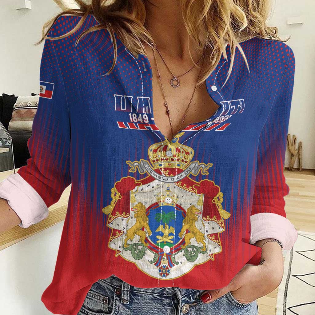 Personalized Second Empire of Haiti 1849-1859 Women Casual Shirt Imperial Coat Of Arms Flag Style