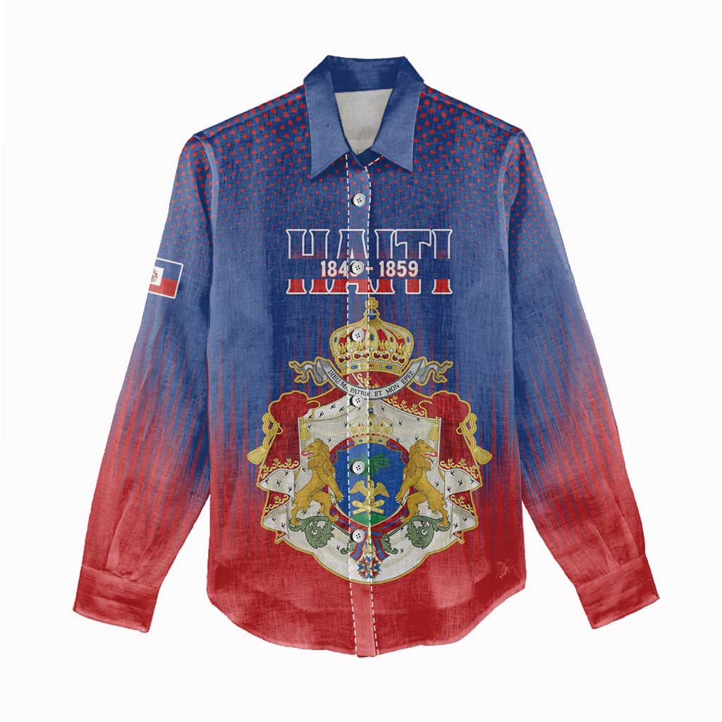 Personalized Second Empire of Haiti 1849-1859 Women Casual Shirt Imperial Coat Of Arms Flag Style