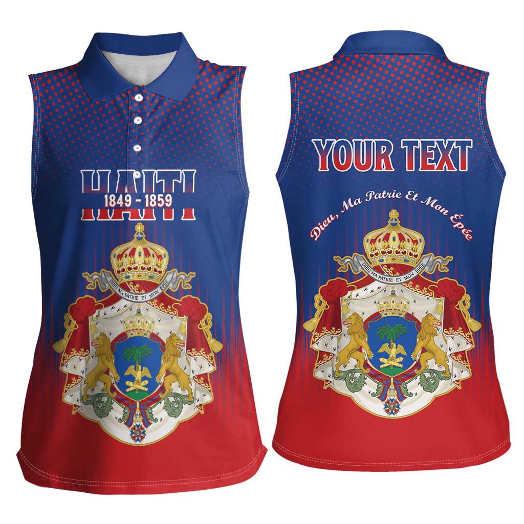 Personalized Second Empire of Haiti 1849-1859 Women Sleeveless Polo Shirt Imperial Coat Of Arms Flag Style