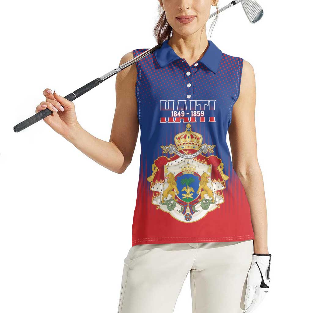 Personalized Second Empire of Haiti 1849-1859 Women Sleeveless Polo Shirt Imperial Coat Of Arms Flag Style