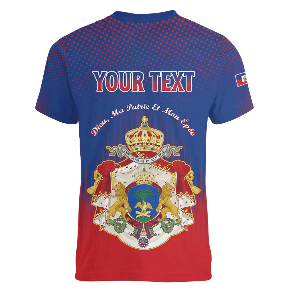Personalized Second Empire of Haiti 1849-1859 Women V-Neck T-Shirt Imperial Coat Of Arms Flag Style