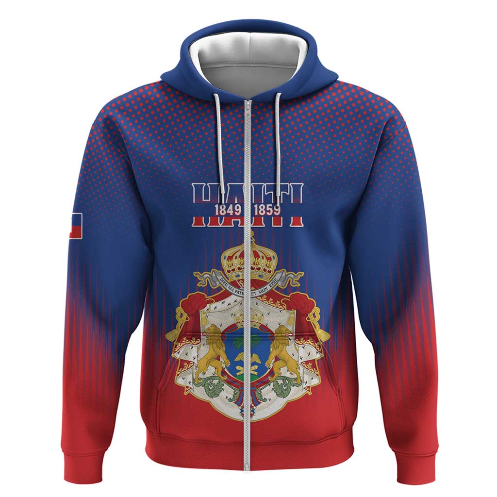 Personalized Second Empire of Haiti 1849-1859 Zip Hoodie Imperial Coat Of Arms Flag Style
